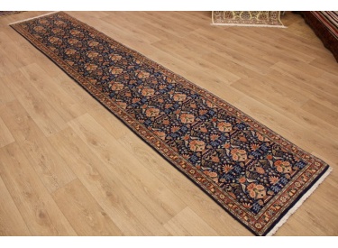 Persian carpet "Waramin" unusual design 420x78 cm blue