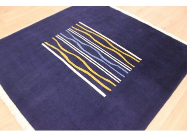 Persian carpet "Gabbeh Loribaf" virgin wool 153x150 cm Dark blue