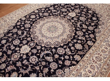 Persian carpet Nain 6la with Silk 352x254 cm Blue
