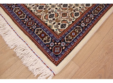 Persian carpet "Moud" virgin wool & Silk 190x47 cm Beige Runner