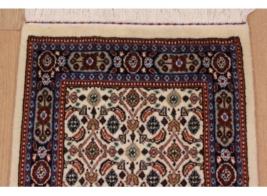 Persian carpet "Moud" virgin wool & Silk 190x47 cm Beige Runner
