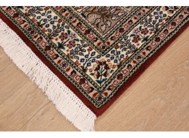 Fine Persian carpet Runner "Moud" with Silk 300x62 cm Red