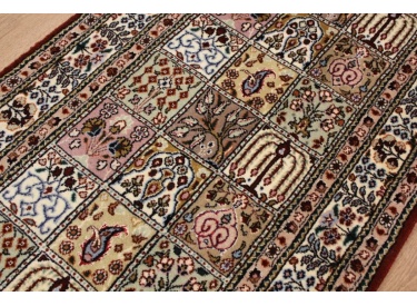 Fine Persian carpet Runner "Moud" with Silk 300x62 cm Red