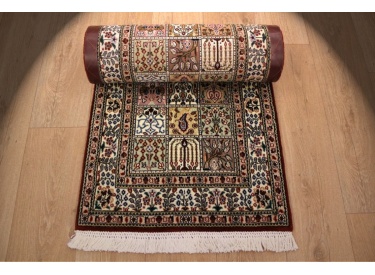 Fine Persian carpet Runner "Moud" with Silk 290x60 cm Red