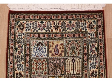 Fine Persian carpet Runner "Moud" with Silk 290x60 cm Red