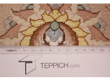 Großer Teppich Isfahan mit Seide 407x315 cm Beige
