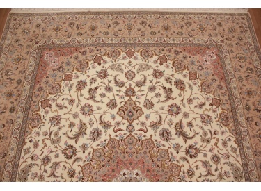 Großer Teppich Isfahan mit Seide 407x315 cm Beige