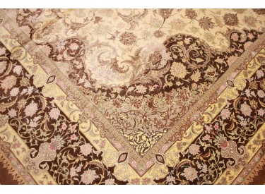 Persian carpet "Ghom" pure silk 306x200 cm Beige / Brown