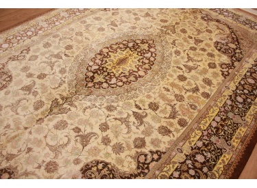 Persian carpet "Ghom" pure silk 306x200 cm Beige / Brown