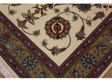 Persian carpet Tabriz 60 Raj with Silk 155x102 cm Beige