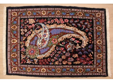 Persian carpet "Ghom" with Silk 90x60 cm Blue