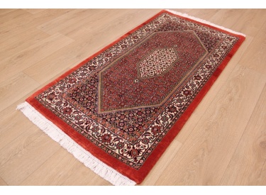 Persian carpet Bidjar with silk 143x71 cm Red