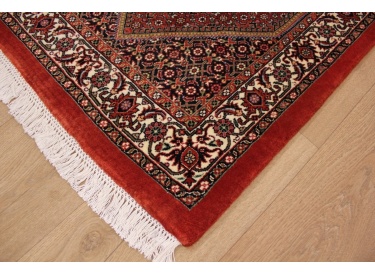 Perser Teppich Bidjar  mit Seide 143x71 cm Rot