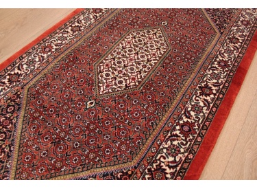 Perser Teppich Bidjar  mit Seide 143x71 cm Rot