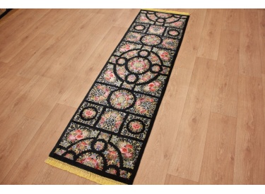 Persian carpet Ghom pure silk rug 210x64 cm Runner