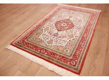 Persian carpet Qum pure Silk151x100 cm Beige