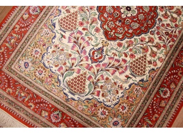 Persian carpet Qum pure Silk151x100 cm Beige