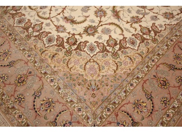 Feiner Perserteppich Isfahan mit Seide 400x315 cm Beige
