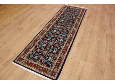 Persian carpet Waramin Minakhani 262x80 cm dark blue