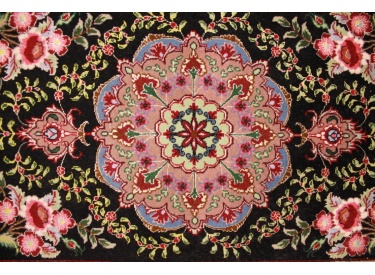 Perser Teppich "Taabriz" mit Seide 92x60 cm Schwarz