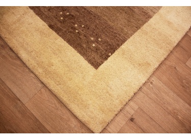Oriental carpet "Gabbeh" pure wool 243x173 cm Beige-Brown