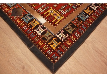 Leather carpet combination leather and carpet 156x99 cm Brown