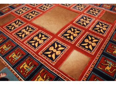 Leather carpet combination leather and carpet 198x198 cm Red