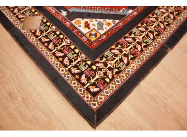 Leather carpet combination leather and carpet 150x99 cm Brown