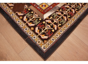 Leather carpet combination leather and carpet 230x147 cm Brown