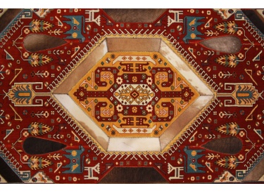 Leather carpet combination leather and carpet 230x147 cm Brown