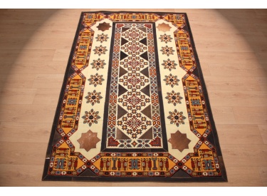 Leather carpet combination leather and carpet 231x148 cm Brown