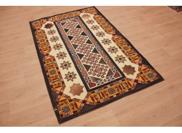 Leather carpet combination leather and carpet 231x148 cm Brown