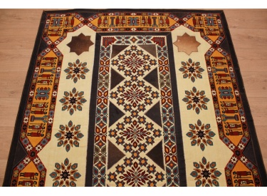 Leather carpet combination leather and carpet 231x148 cm Brown