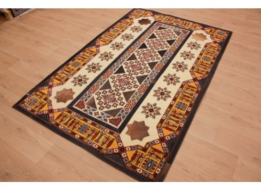 Leather carpet combination leather and carpet 231x148 cm Brown