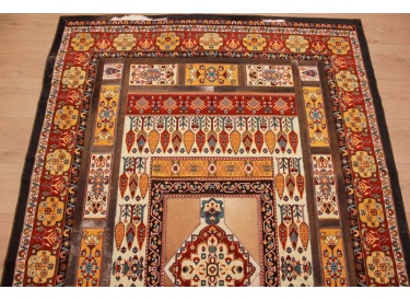 Leather carpet combination leather and carpet 229x147 cm Brown