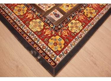 Leather carpet combination leather and carpet 229x147 cm Brown