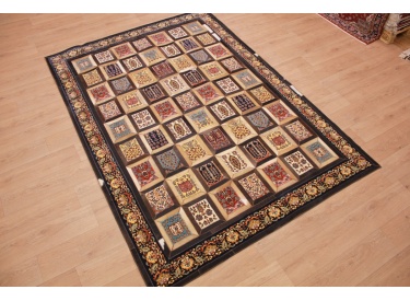 Leather carpet combination leather and carpet 280x196 cm Brown