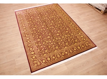 Persian carpet Qum pure Silk 294x196 cm Gold-Red