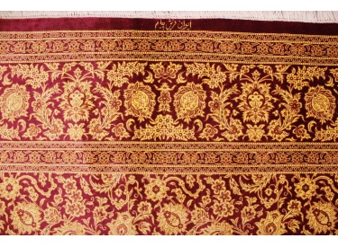 Persian carpet Qum pure Silk 294x196 cm Gold-Red