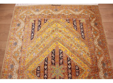 Persian carpet Qum pure Silk 147x98 cm Gold