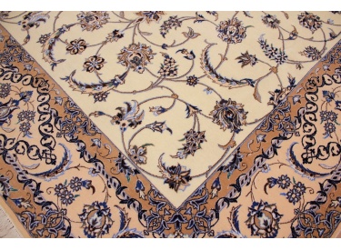 Perser Teppich "Nain" 6la mit Seide 250x157 cm Beige