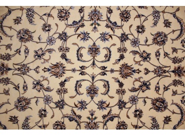 Perser Teppich "Nain" 6la mit Seide 250x157 cm Beige