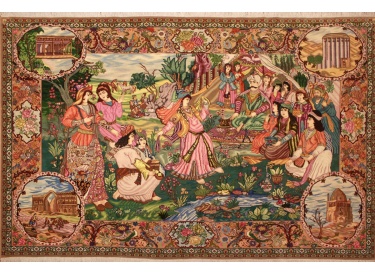 Persian carpet Tabriz with silk 297x201 cm king Abbas