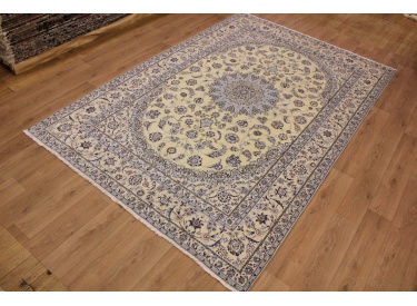 Persian carpet "Nain" with Silk 360x240 cm Beige