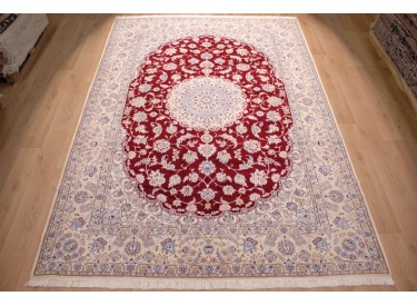 Persian carpet Nain with Silk 365x250 cm Red
