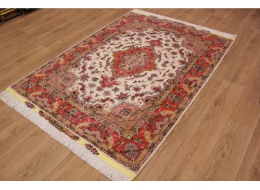 Persian carpet Tabriz with Silk 205x154 cm Beige