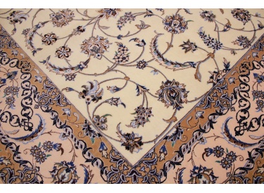 Perser Teppich Nain 6la mit Seide 245x160 cm Beige