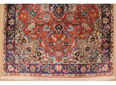 Old Persian silk carpet Qum 142x95 cm Red