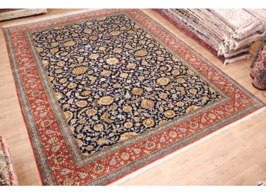 Persian carpet Ghom with silk 447x345 cm Dark blue