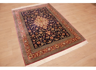 Persian carpet "Ghom" pure Silk rug 200x135 cm Blue